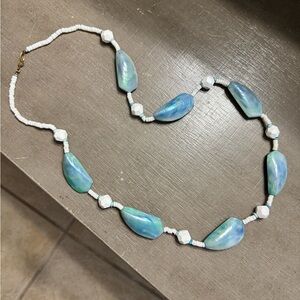 vintage blue shell necklace